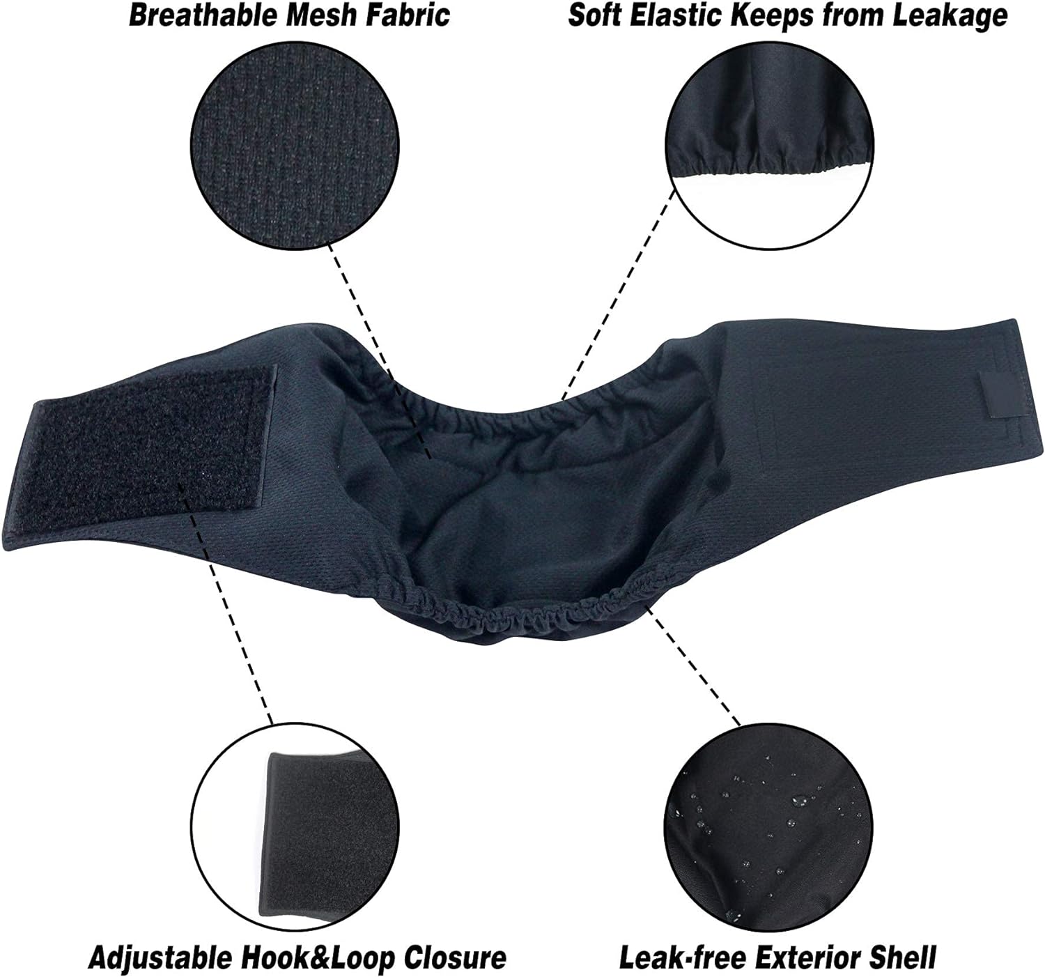 Leekalos Male?Dog?Diapers (3 Pack), High Absorbing Dog?Belly?Bands?for?Male?Dogs, Washable Reusable Dog?Male?Wraps (Bee, X-Large) - Image 5